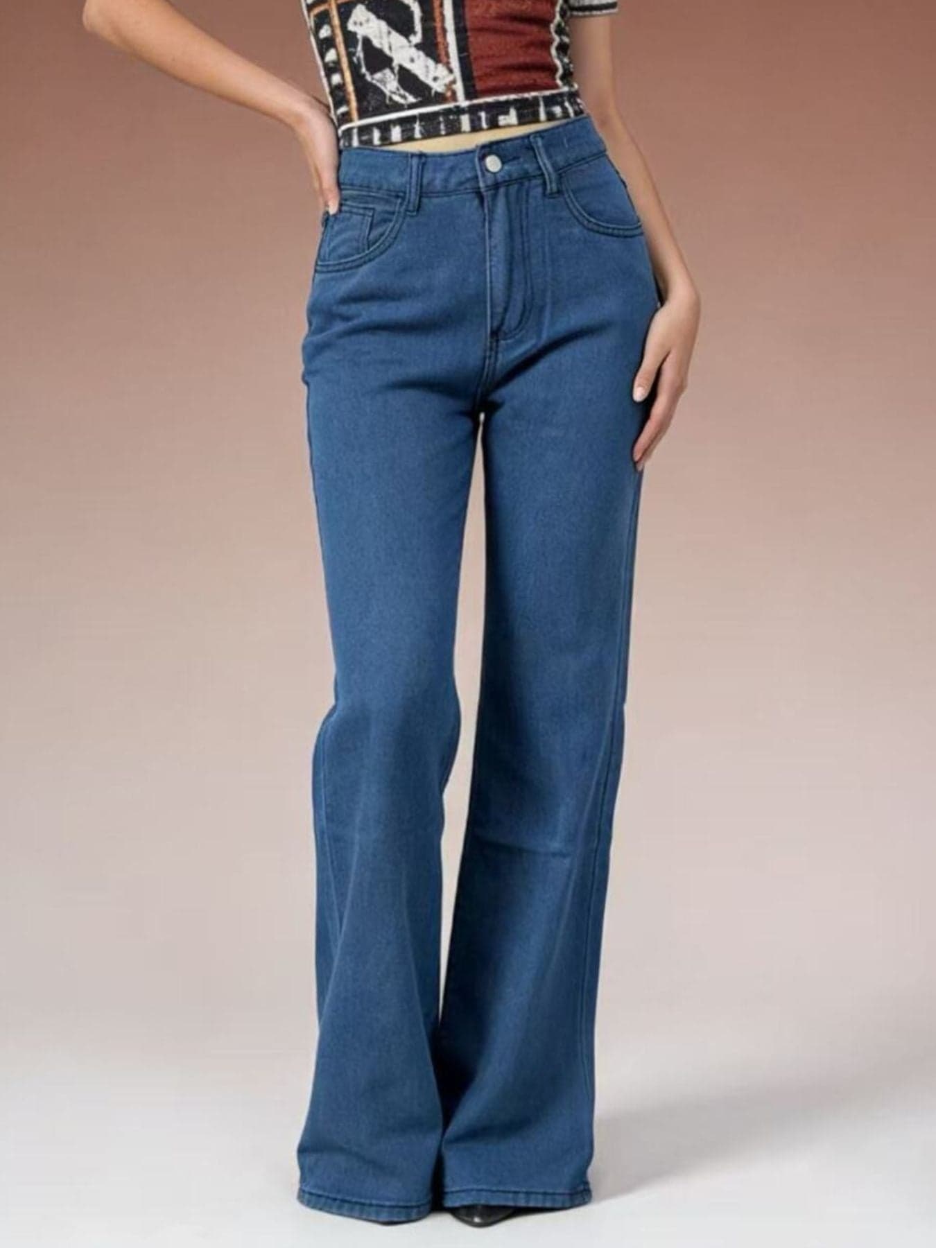 Wide Leg Jeans with Butterfly Back Detail