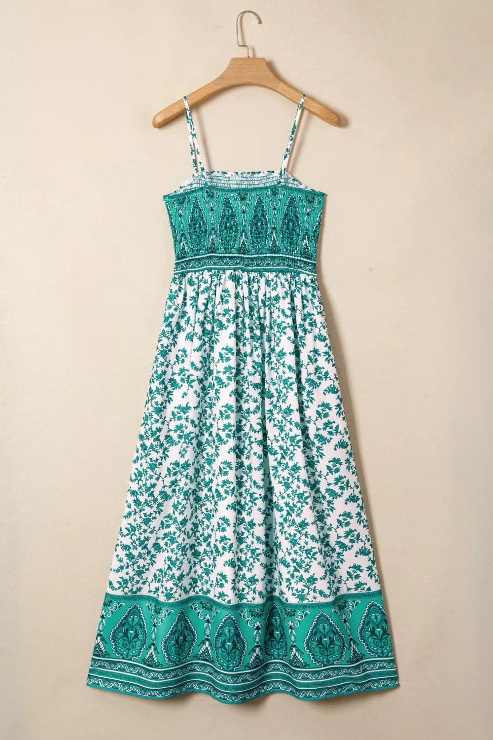 Smocked Floral Print Cami Maxi Dress