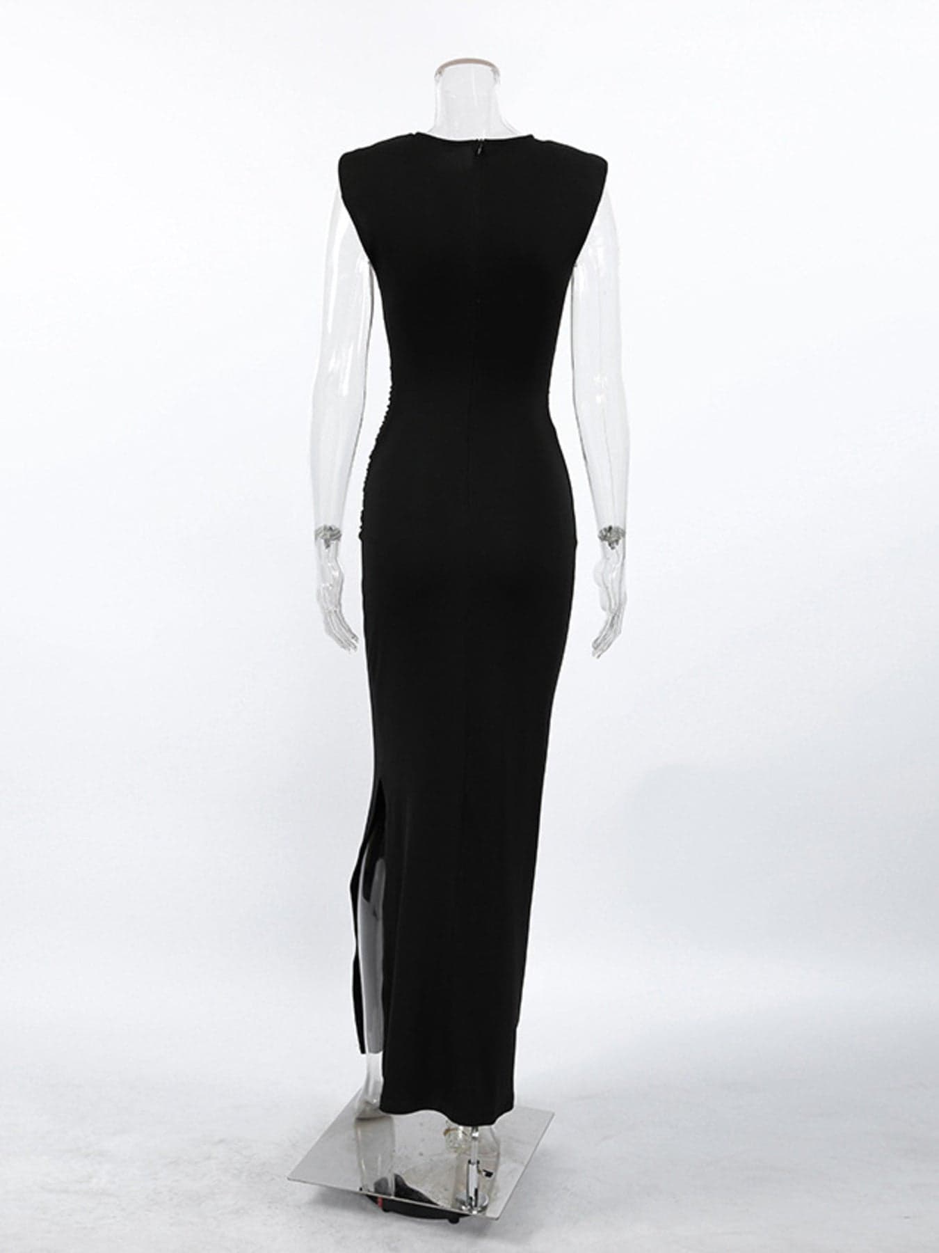 Round Neck Sleeveless Maxi Dress with Slit