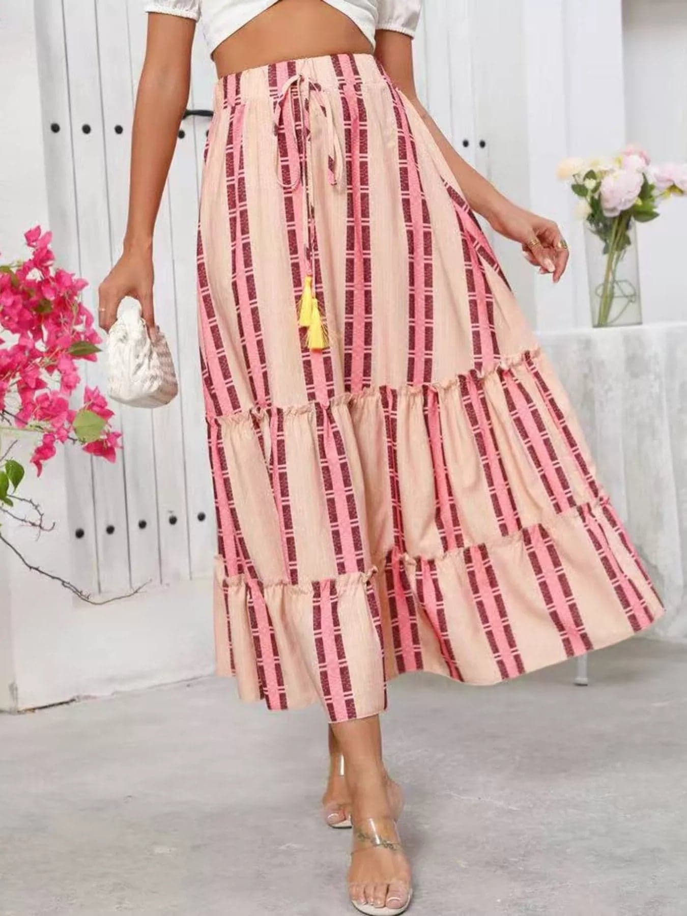 Midi Skirt with Tassel Detail