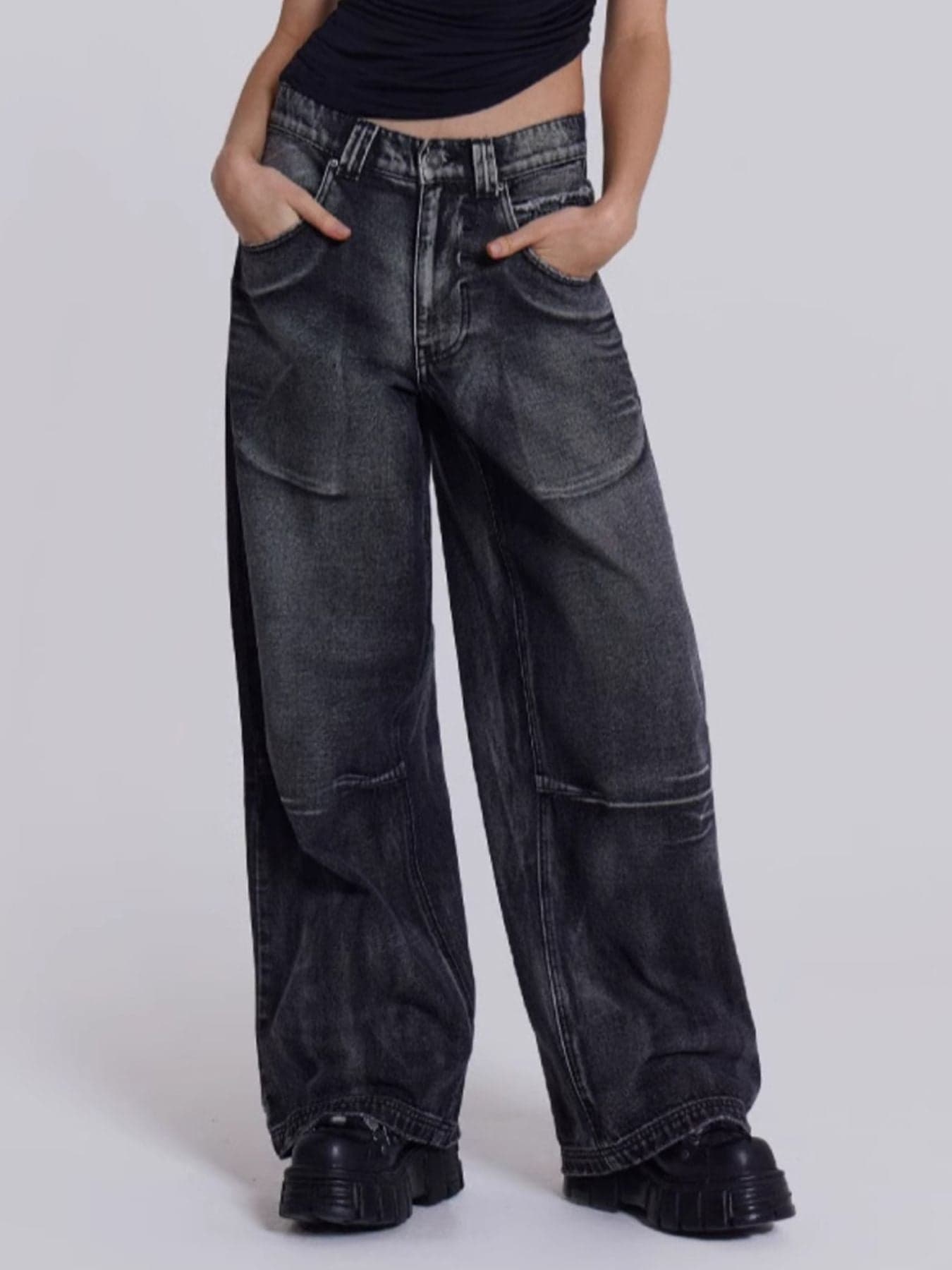 Wide Leg Vintage Wash Jeans