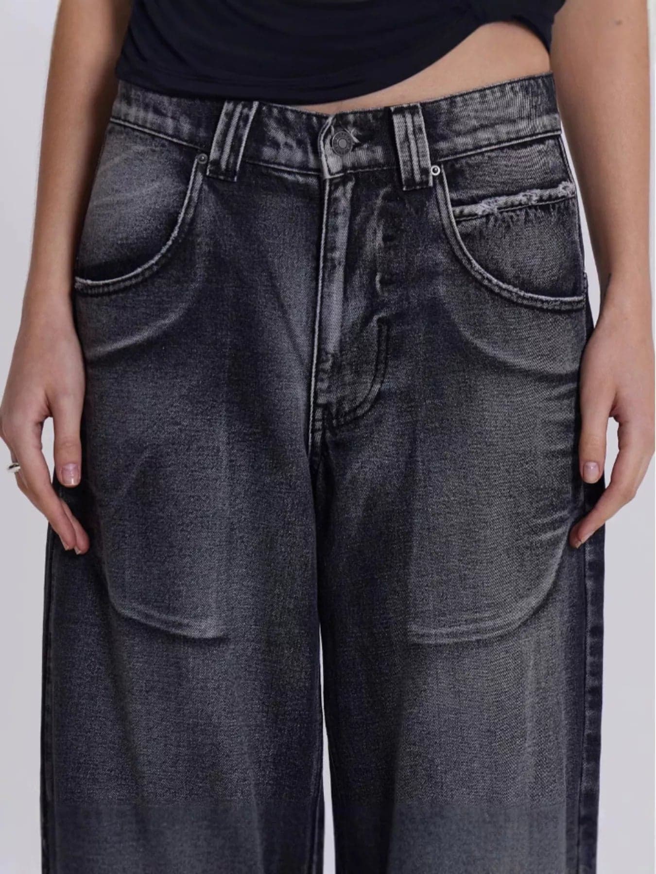 Wide Leg Vintage Wash Jeans
